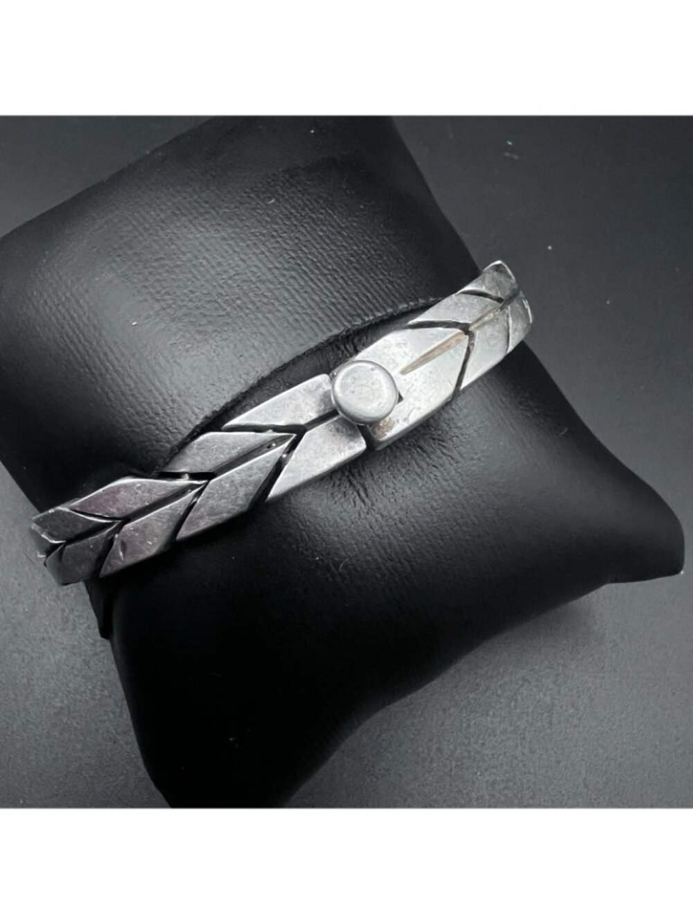 Vintage Mexico Sterling Silver Chevron Link Bracelet 45g 7.5" - Picture 4 of 16